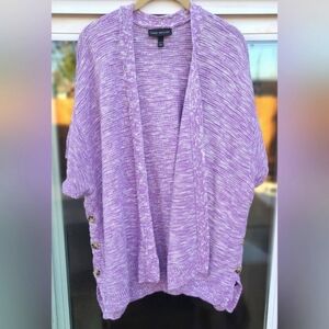 Lane Bryant Purple & White Cardigan Sweater - Plus Size 26/28 (4X)